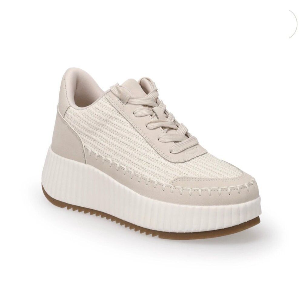 DV by DOLCE VITA Fredi Lace Up Platform Sneakers Shoes ~ Natural Size 8.5